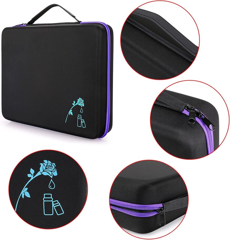 Hipiwe Essential Oil Storage Case - Hard Shell Organizer for 120 Bottles | Foam Insert, Travel-Friendly Design