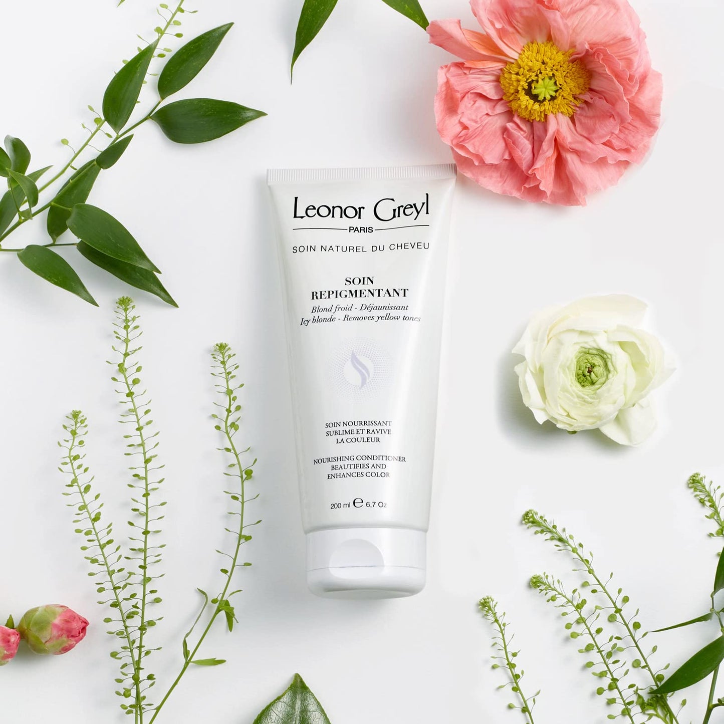 Leonor Greyl Paris - Soin Repigmentant Icy Blonde Deluxe Travel Size - Color-Enhancing Hydrating Conditioner - Revives Blonde to Very Light Blonde, Deluxe Travel Size (3.3oz)