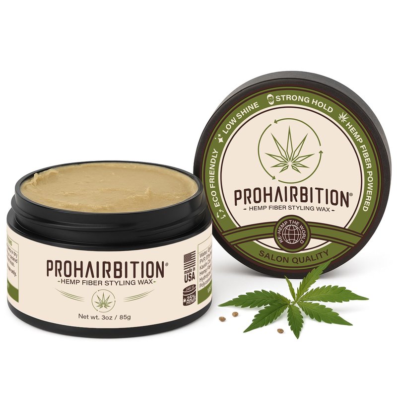 PROHAIRBITION Hemp Fiber Hair Wax Strong Hold Matte Finish – Non-Greasy and Long Lasting Hemp Infused Styling Wax for Healthier Hair- No Paraben Vegan Friendly Formula in Sustainable Packaging
