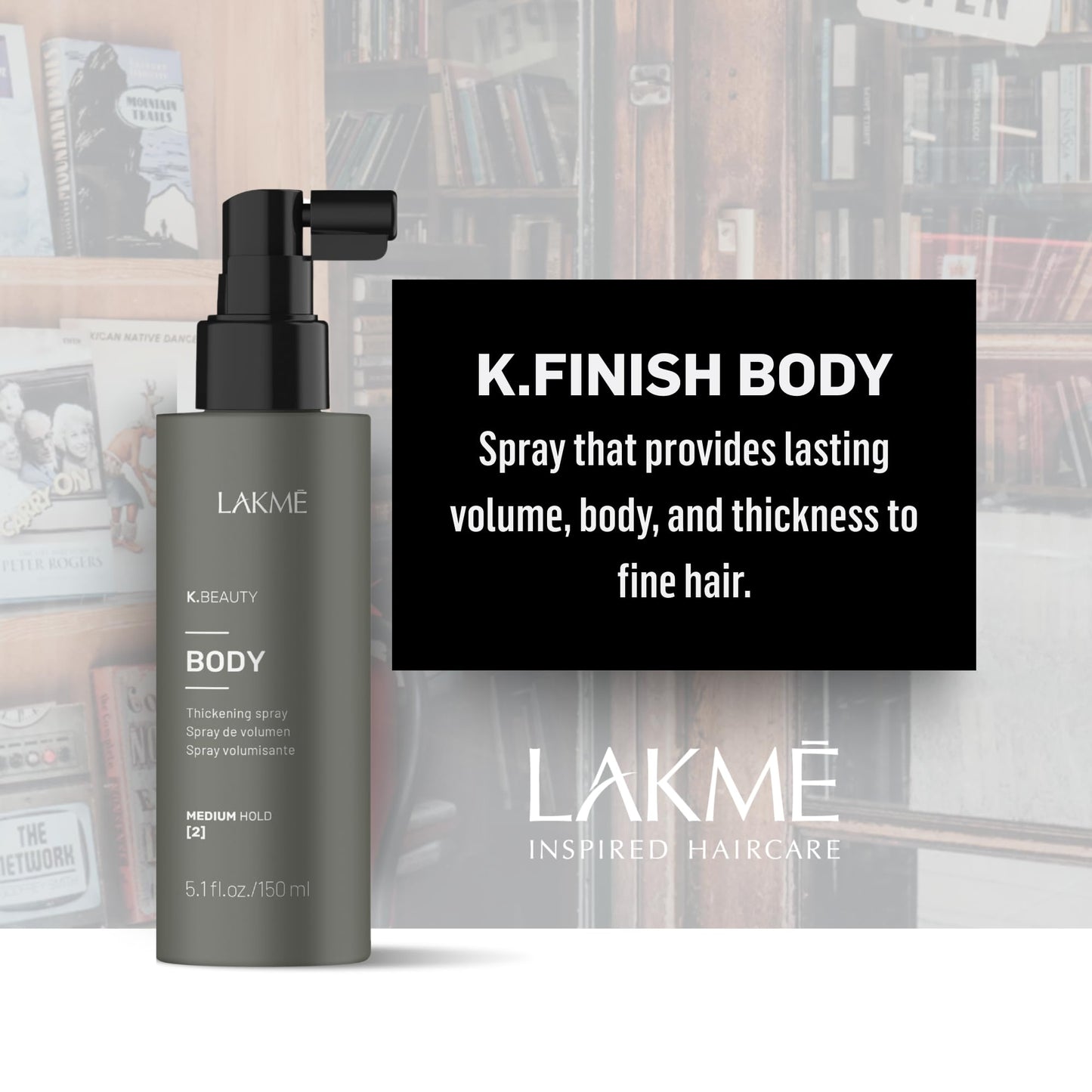 Lakmé K.Beauty Body Hair Thickening Spray, Thickening Spray for Hair, Frizz Control, Heat Protectant Spray, 5.1 Fl Oz
