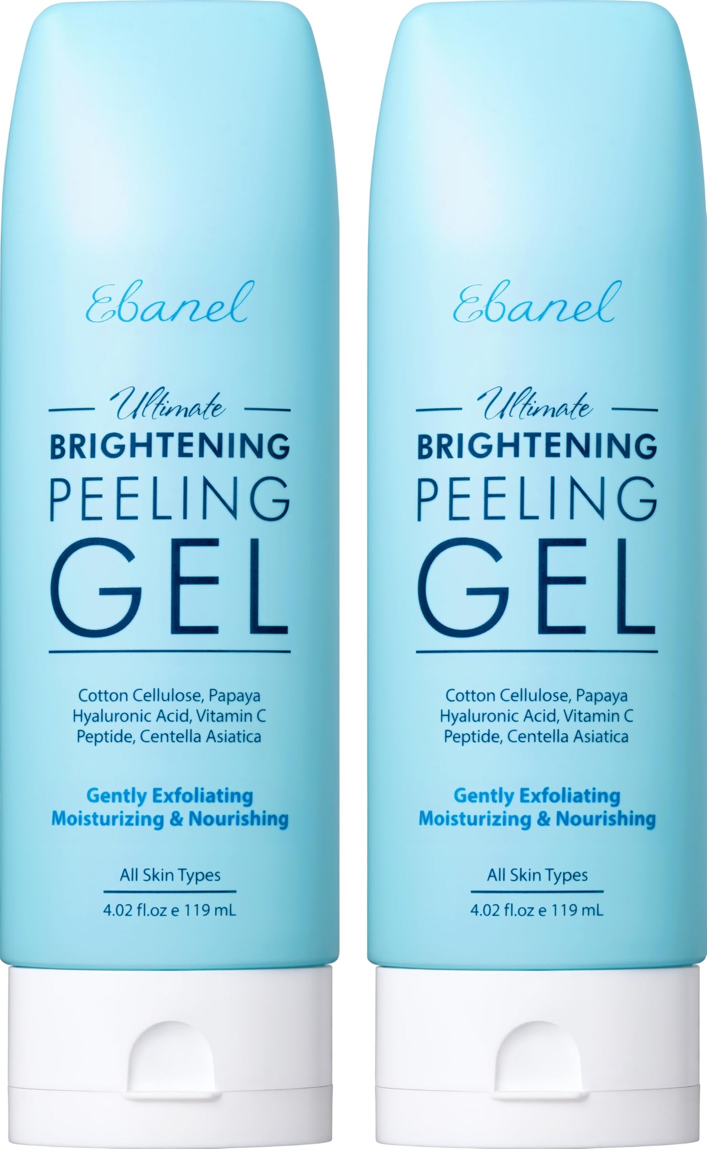 Ebanel 2-Pack Brightening Peeling Gel with Cotton Cellulose, Rice, Papaya, Centella, Hyaluronic Acid for Face and Body, Gentle Exfoliating Face Scrub Gel Peel Wash Pore Cleanser Minimizer Exfoliator