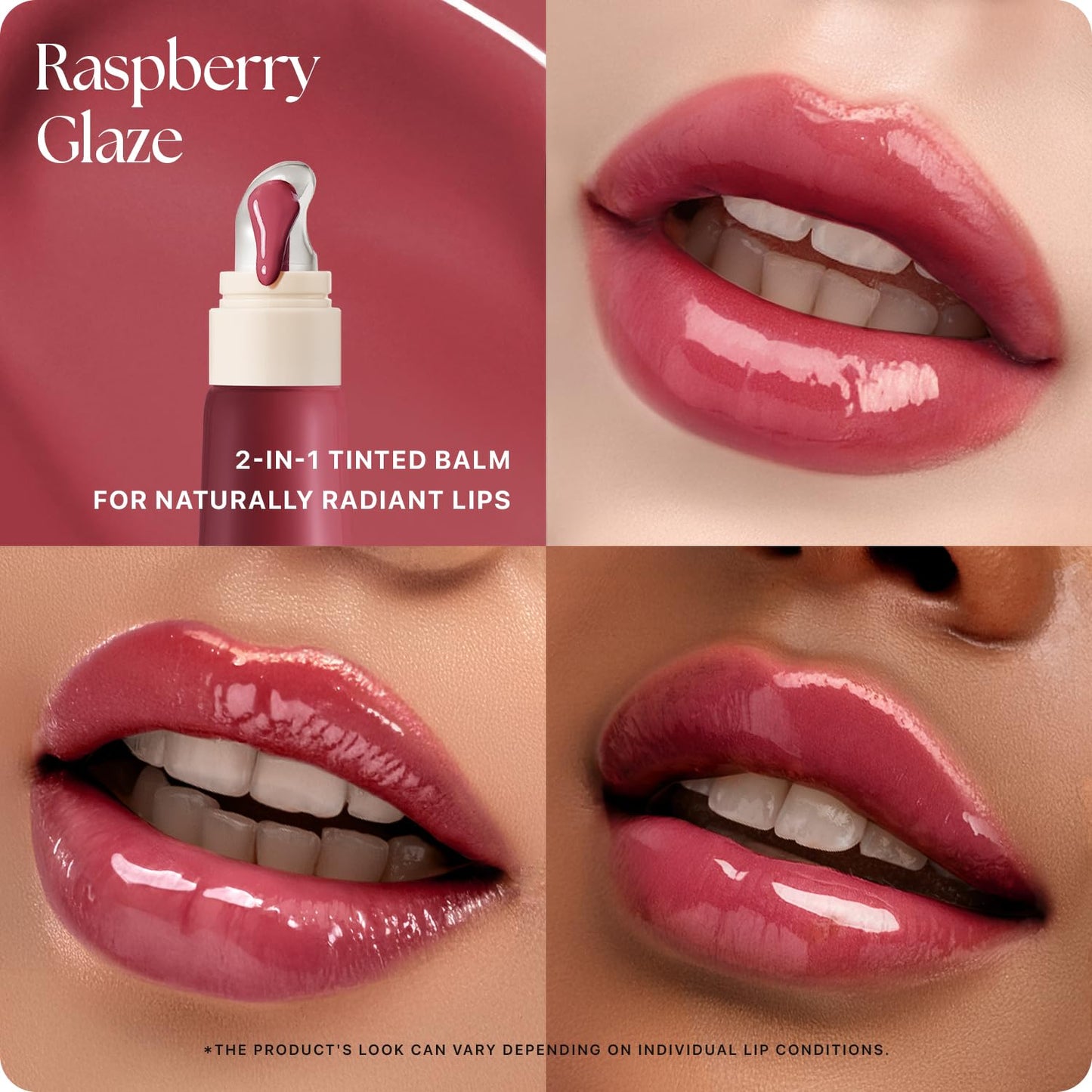 Honey Melting Lip Butter Balm - Hydrating Tinted Lip Balm with Peptides for Fuller Lips | Raspberry Glaze