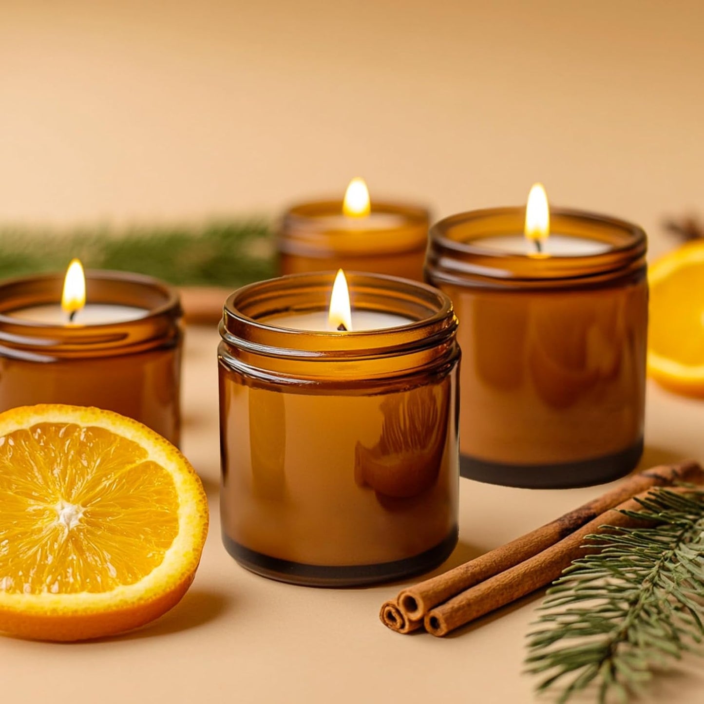 Amber Glass Jars - 32 Pack Wide-Round Cosmetic Containers with Lids & Labels | 4 oz for Creams, Oils, Body Butter