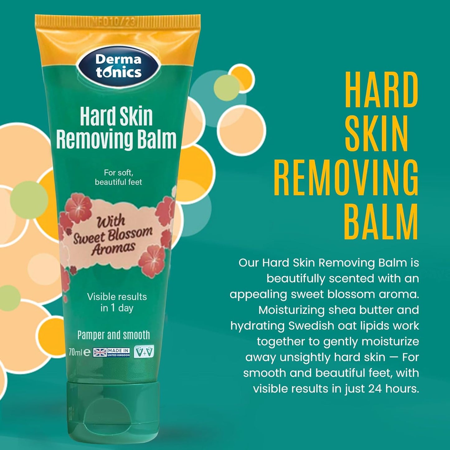 Dermatonics Hard Skin & Callus Removing Balm | 10% Urea & Sakura Blossom - Moisturizing Formula for Feet, Hands & Elbows - 2.37 fl oz Tube