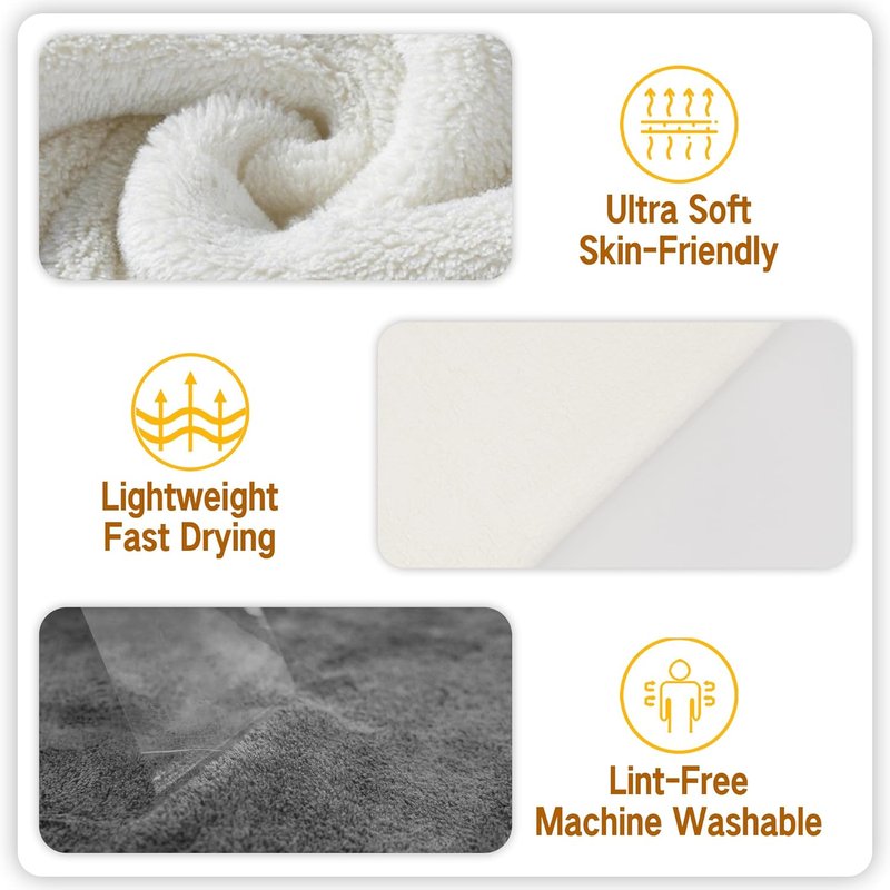 MAYOKEN® U-Shaped Microfiber Facial Towels - 12PCS Ultra-Soft & Absorbent Spa Towels | Warm Yellowish White
