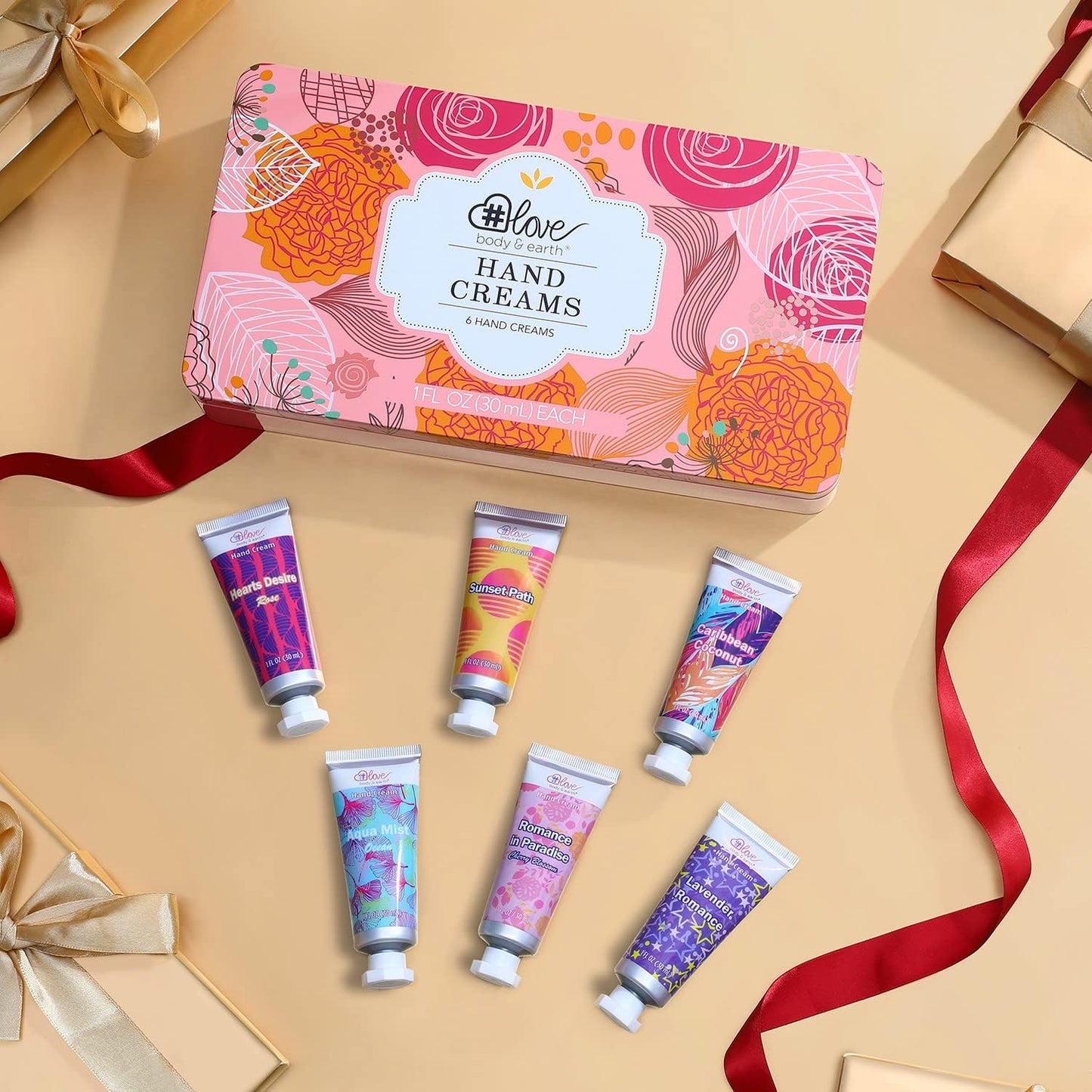 BODY & EARTH # LOVE Hand Cream Hand Lotion Gifts Set for Women, 6-Pack of Hand Cream Travel Size Hand Lotion for Nourishing Dry Hands, Birthday Christmas Gifts for Women