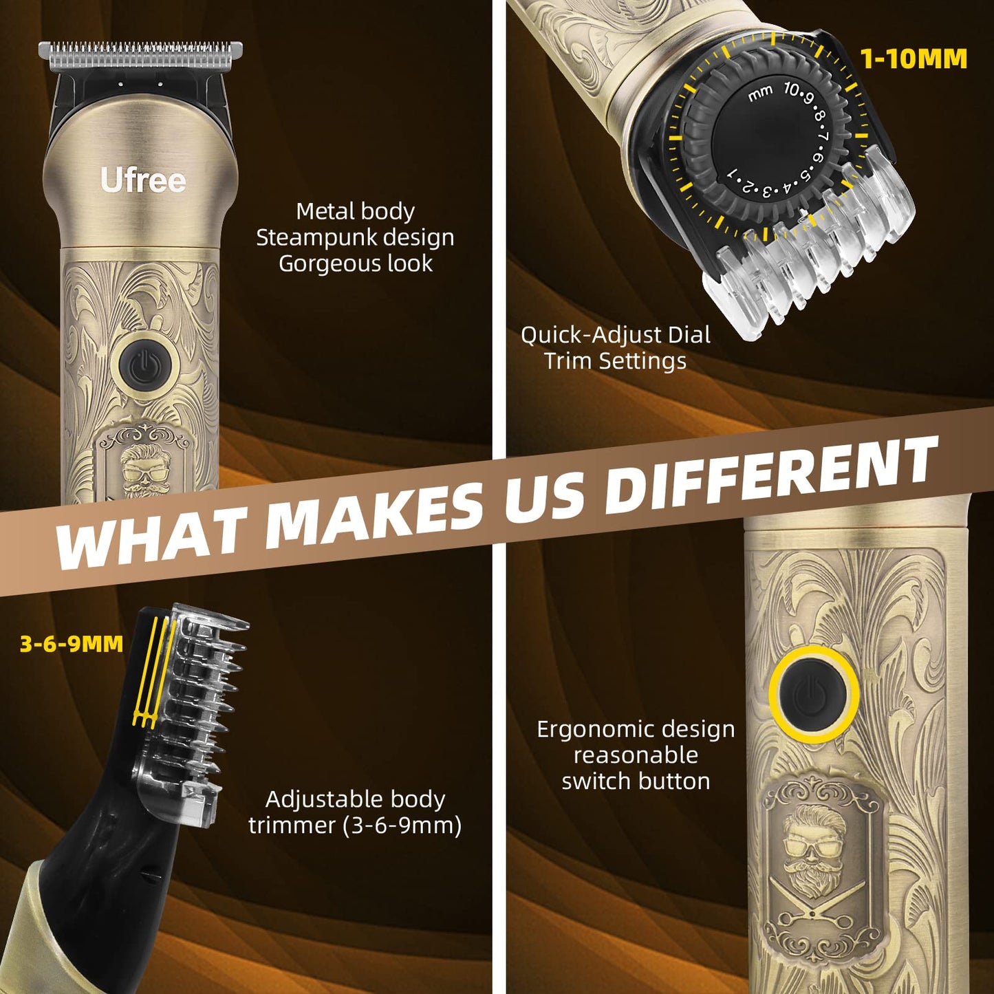 Ufree 7-in-1 Beard Trimmer for Men, Electric Razor Shaver, Men Grooming Kit