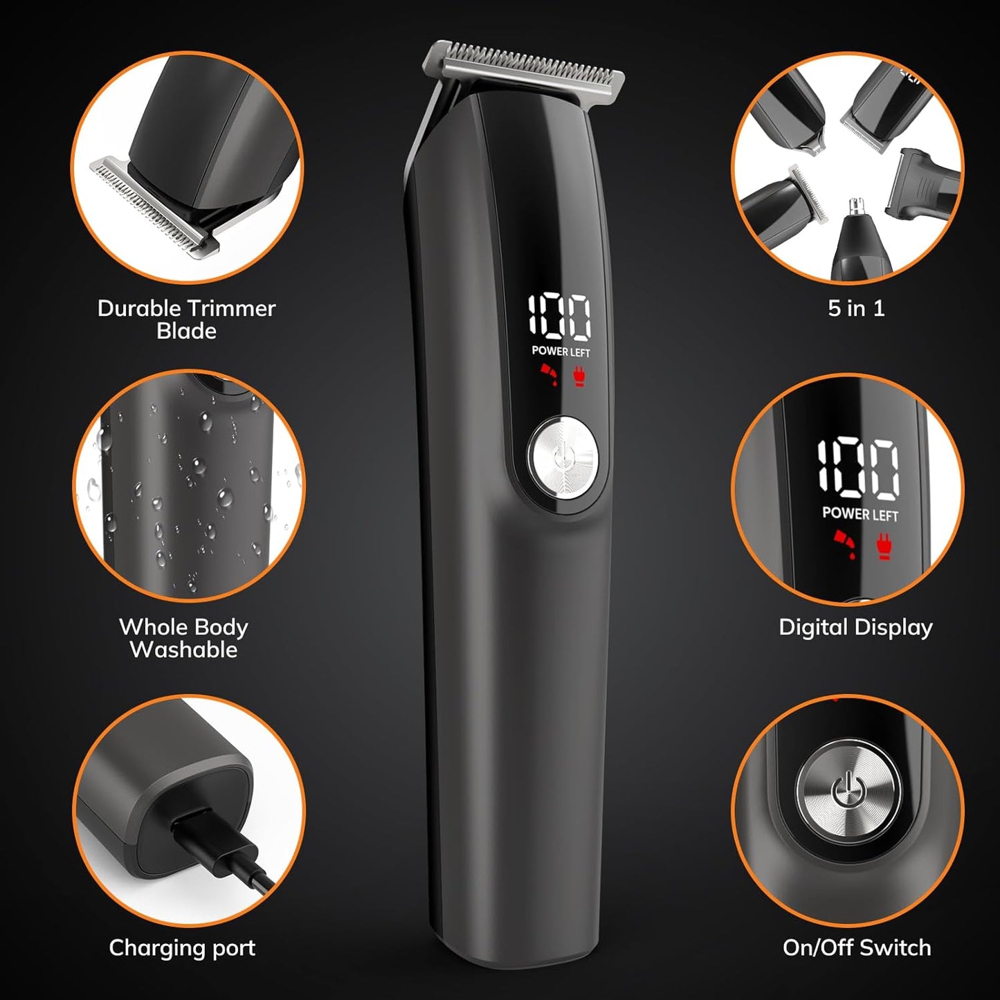 Beard Trimmer for Men - 6-in-1 Professional Grooming Kit | Cordless, Waterproof Hair Clippers & Electric Shaver Set