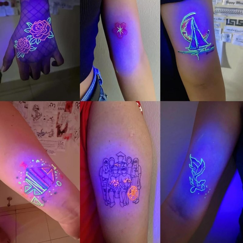 UV Tattoo Ink Set - 15ml Professional Fluorescent Glow in The Dark Ink | 8 Vibrant Colors
