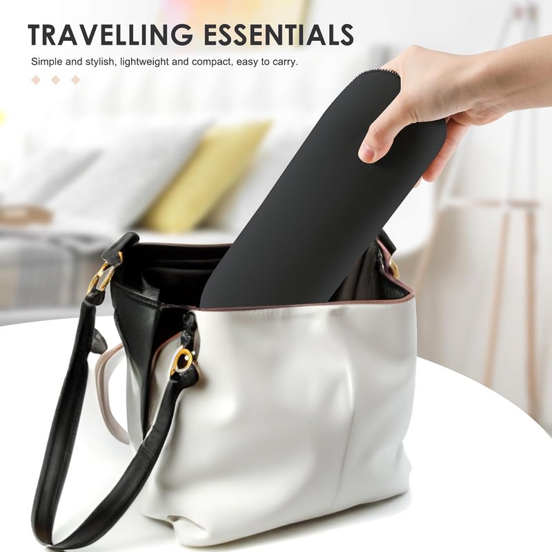 Travel Makeup Brush Holder - Magnetic Anti-Fall Silicone Organizer for Cosmetics | Portable & Sleek Design - Khaki (Black)