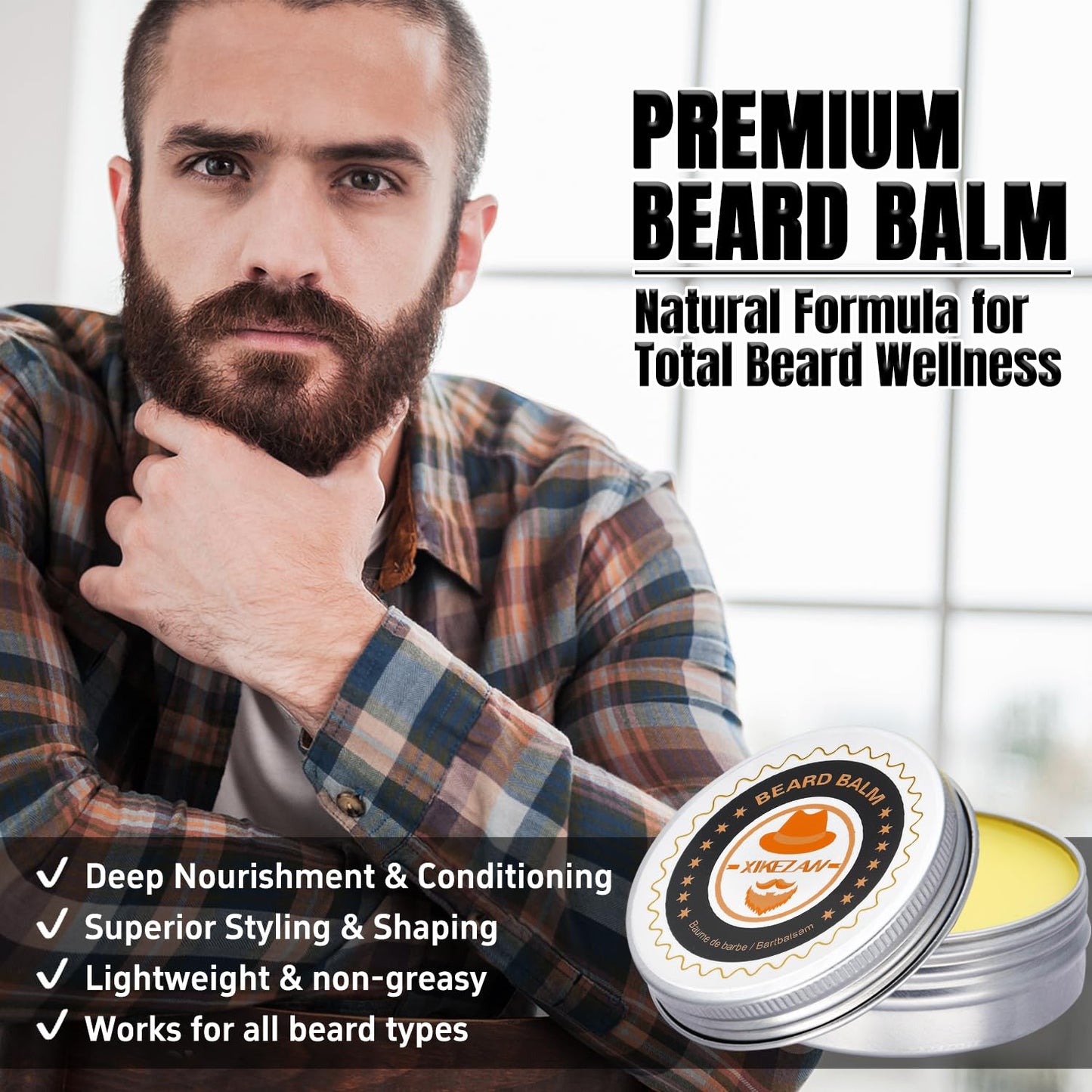 XIKEZAN Fathers Day Gifts for Dad Husband,Beard Kit for Men Grooming & Care w/Beard Conditioner, Wash,Oil,Balm,Birthday Valentines Easter Gifts for Mens Him Boyfriend Christmas Stocking Stuffers