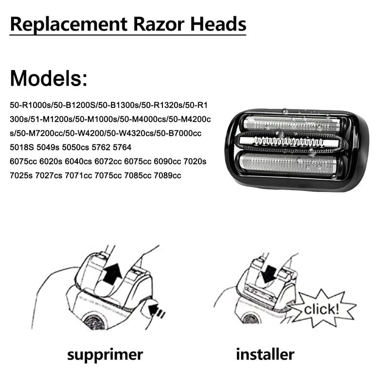 Braun 53B Replacement Head - Wet & Dry Foil & Cutter for Series 5/6 Shavers | Compatible with S5 S6 5409 5762