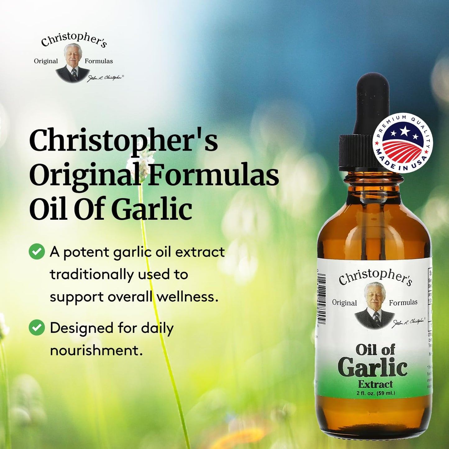 Christopher's Original Formulas Oil of Garlic Extract 2 Ounces - Pack of 2 - Premium Herbal Supplement - Cold-Pressed & Pure Liquid Garlic Oil | Versatile Use