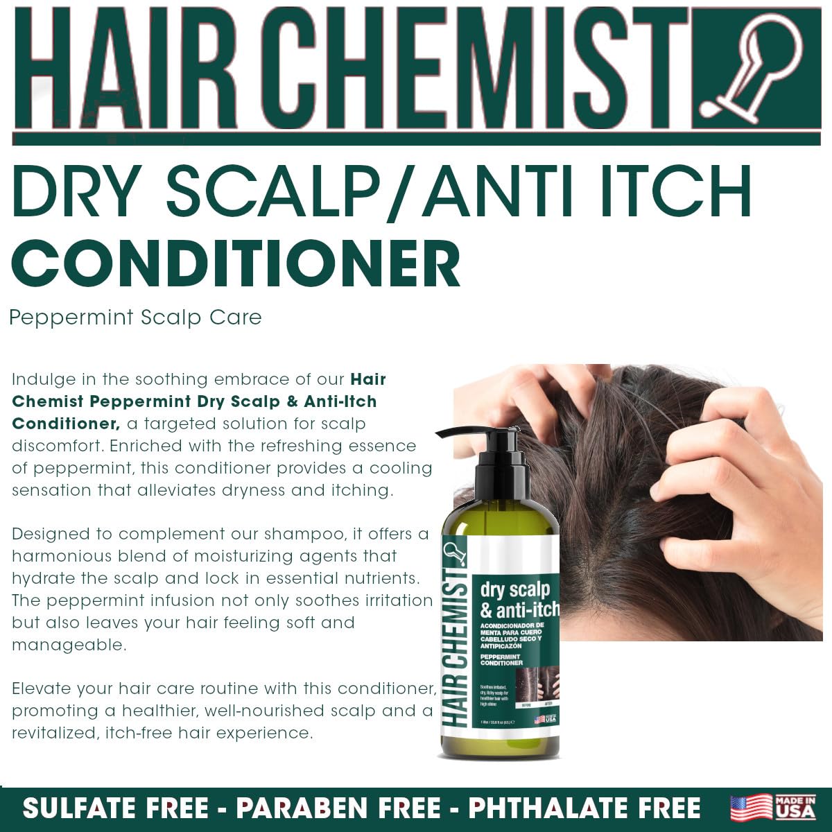 Hair Chemist Nourishing Dry Scalp & Anti-Itch Peppermint Shampoo 33.8 oz. & Conditioner 33.8 oz. 2-PC Gift Box Set - Hydrating Peppermint Shampoo & Conditioner Set, Soothes Irritated, Dry Scalp