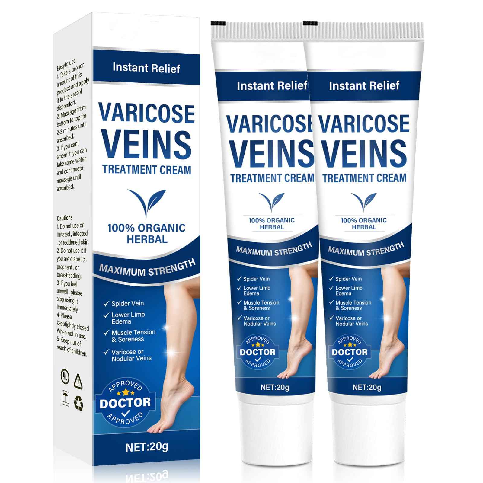 Josera Varicose Veins Treatment for Legs, 2 Count Varicose Veins Cream - Improves Blood Circulation and Reduces Heaviness