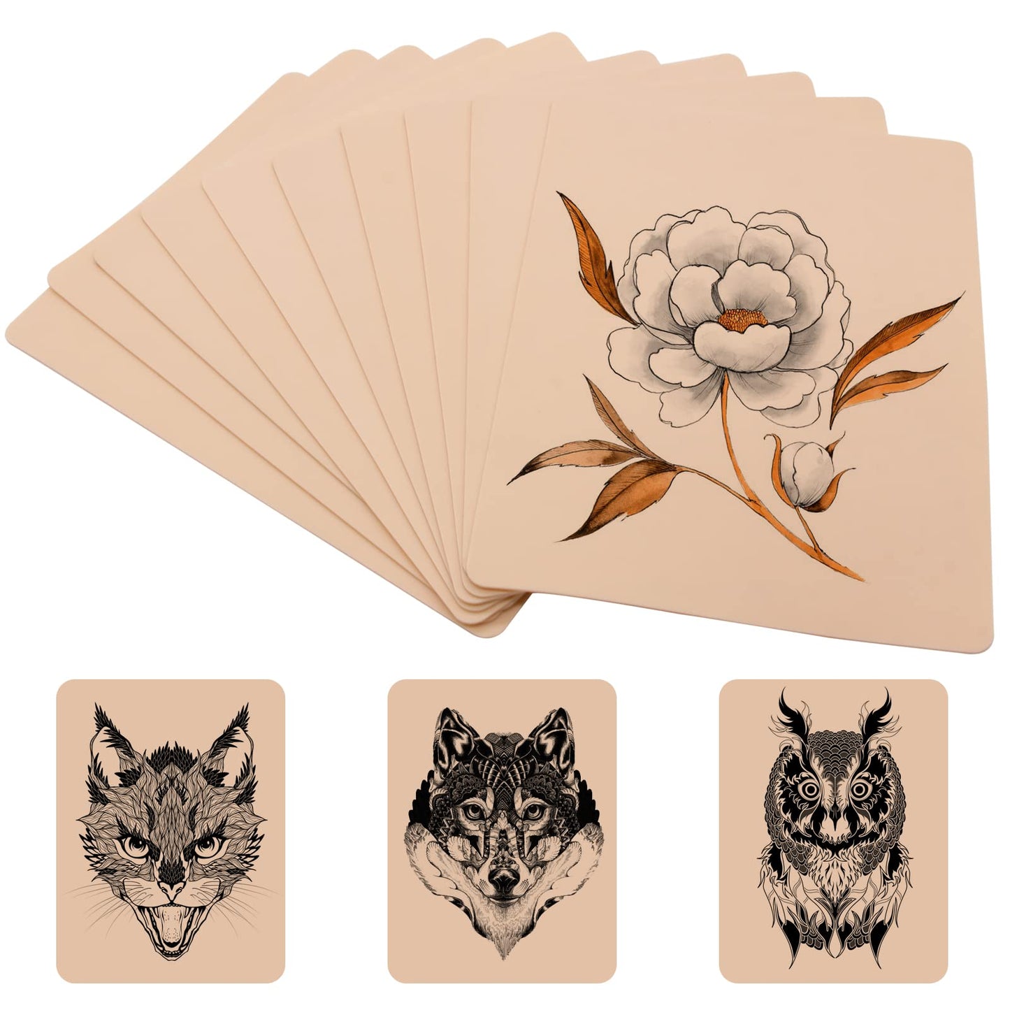 Blank Tattoo Practice Skins - Autdor 10Pcs Fake Tattoo Skin Double Sides 8x6" Fake Skin Tattooing and Microblading Eyebrow Practice Skin for Tattooing Supplies Beginners and Experienced Artists
