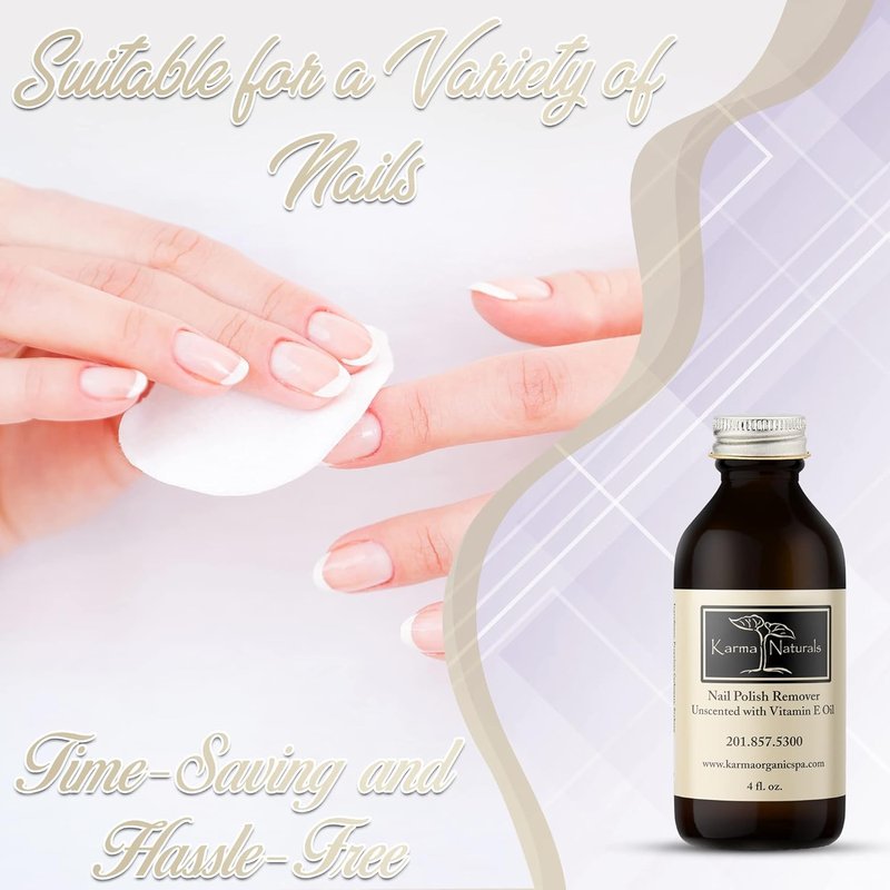 Organic Nail Polish Remover - Unscented with Vitamin E Oil | Non-Toxic, Vegan, Acetone-Free - 4 fl. Oz.