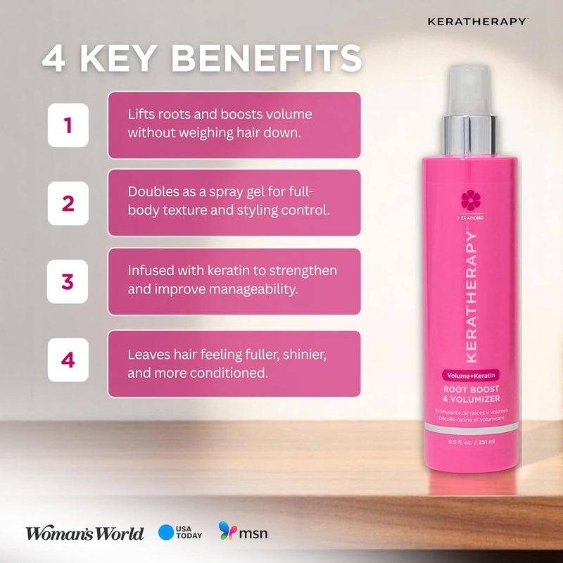 Keratherapy Root Boost Spray - Keratin Infused Volumizer with Hemp Seed Oil & Sea Kelp | 8.5 fl. oz.