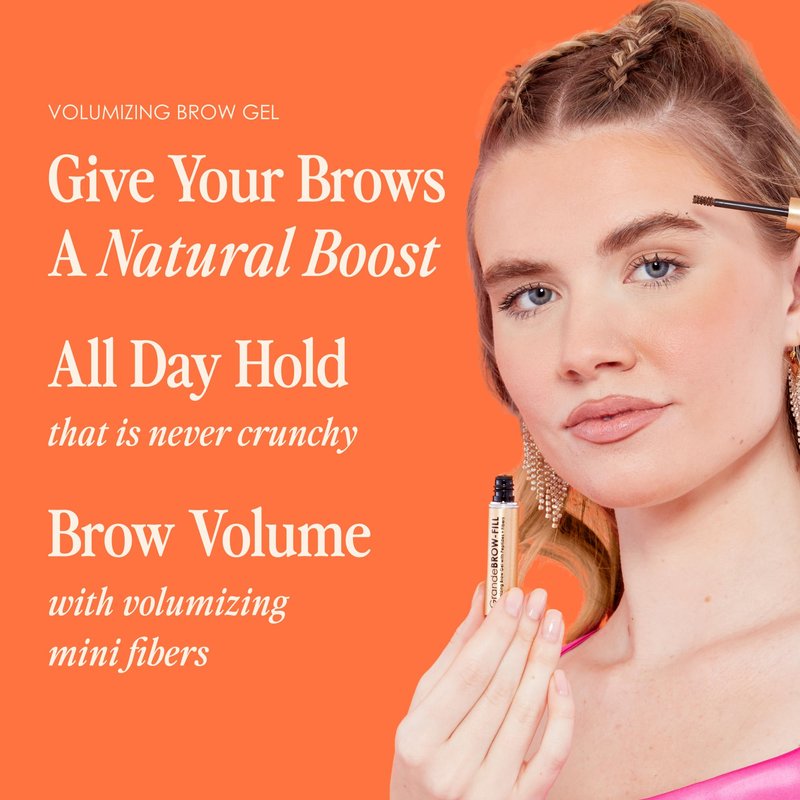 Grande Cosmetics GrandeBROW-FILL Volumizing Brow Gel with Fibers & Peptides, for Natural & Fuller-Looking Eyebrows - Medium (0.14 fl oz)