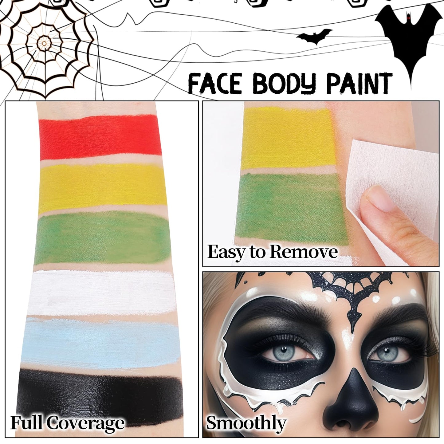 PASNOWFU Halloween Makeup Kit for Shrek, Water-Based Non-Toxic Face Paint Set with Headband, Ogre Green Face Paint for Halloween Cosplay SFX Makeup, Costume Parties, Theatre,Stage Shows