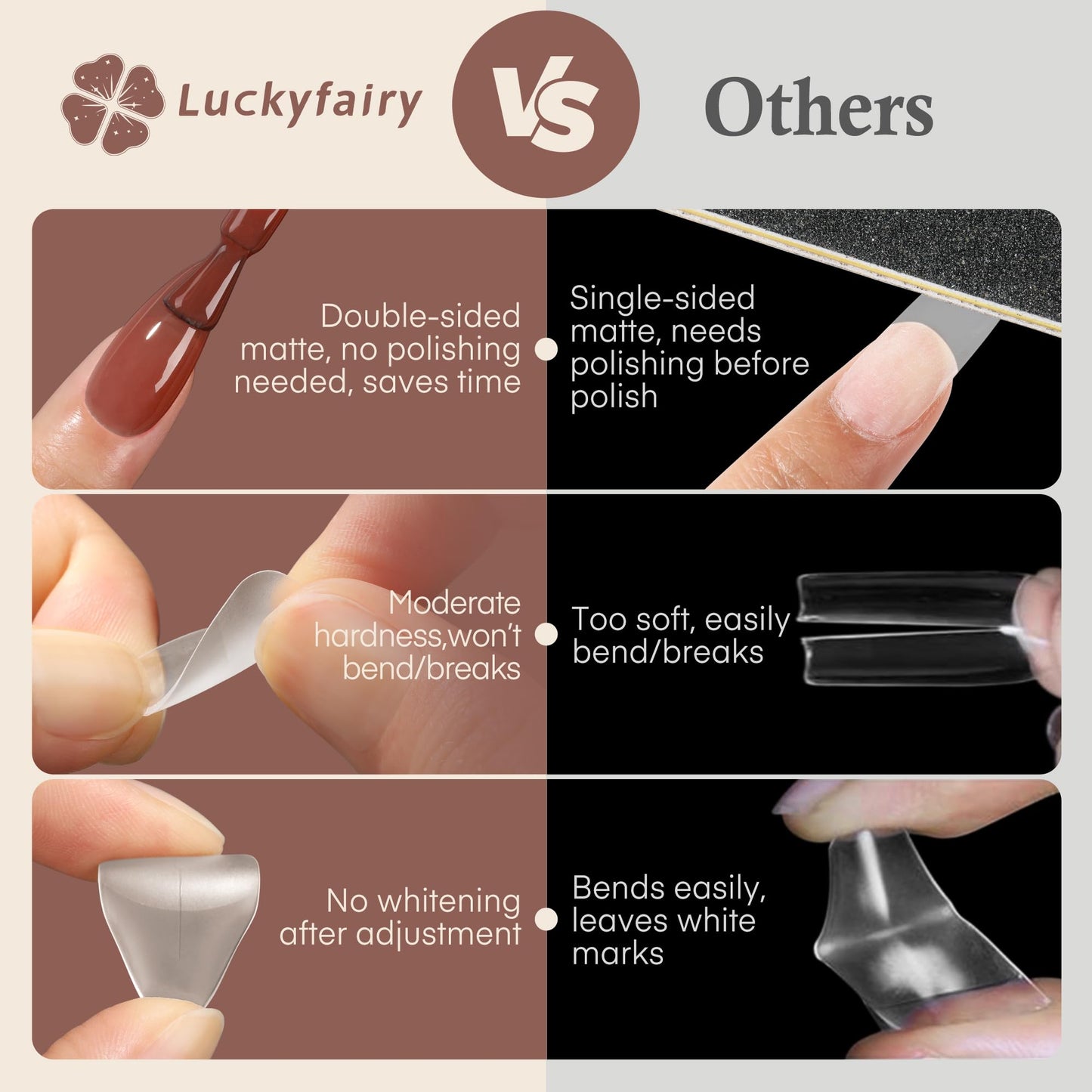 Luckyfairy Almond Gel Nail Tips, 504pcs Double-sided Matte Full Fake Nails, 15 Sizes Soft Pre-buff Full Cover Acrylic False Nails Press On Nail for Extensions DIY Salon