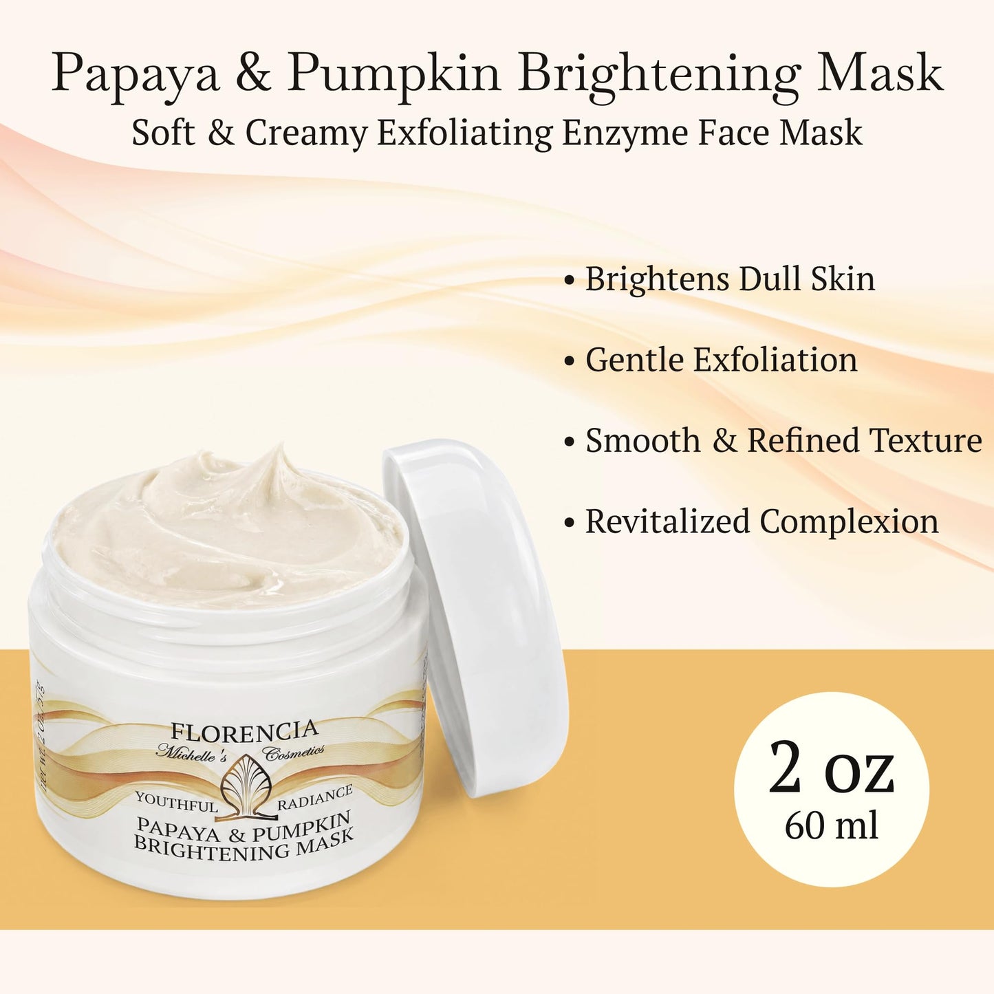 Florencia Papaya & Pumpkin Brightening Mask – Exfoliating Face Mask, 2 oz
