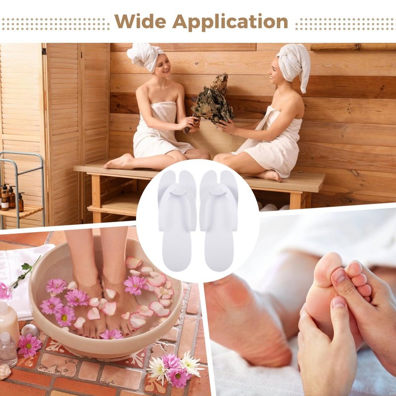 TIMCORR 100Pairs Disposable Pedicure Flip Flops Slippers Bulk,White EVA Flip-Flops Kit,SPA Pedicure Slippers for Adult,Lightweight and Easy to Wear,Ideal for Nail Salons,Hotels,Travel,Home,Party