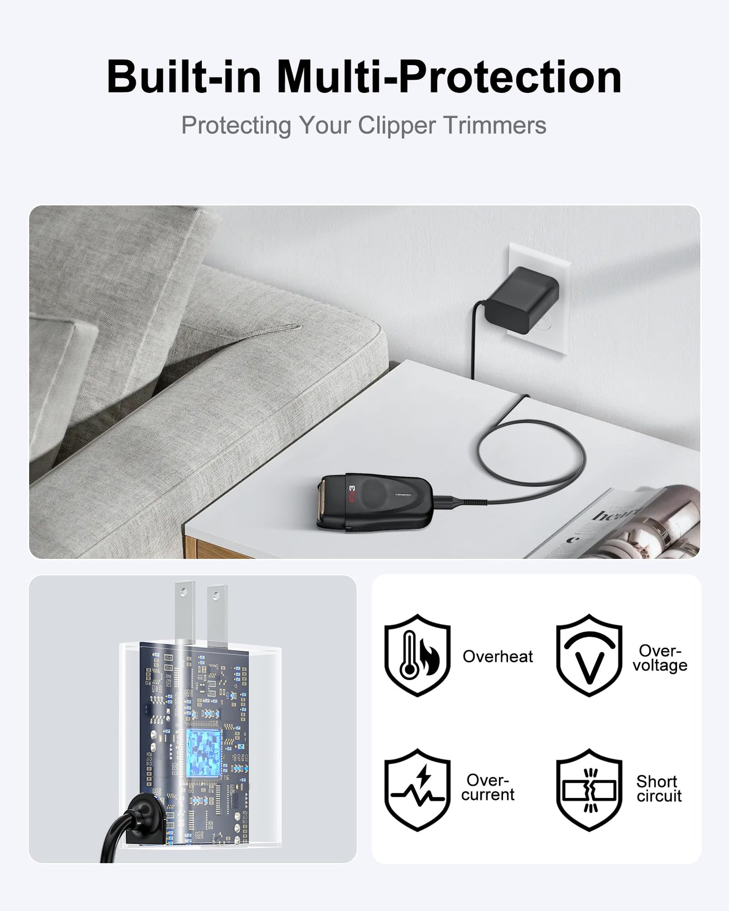 VHBW 4.5V for Babyliss Pro Trimmer Charger Cord Compatible with BaBylissPRO FXFS2/FXX3S Trimmer & Clipper 6FT Charging Power Cord