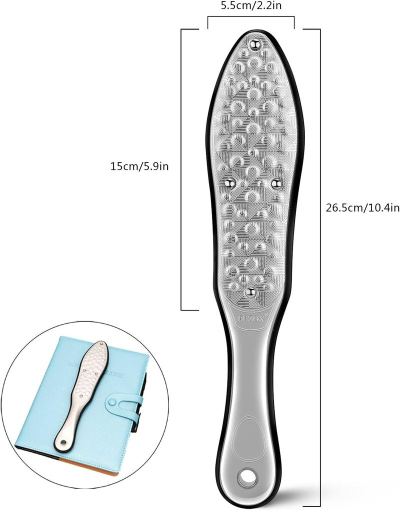 Professional Foot File Callus Remover - Double-Sided Pedicure Rasp for Cracked Heels & Dead Skin | Heavy-Duty Stainless Steel with Storage Bag & Gift Box