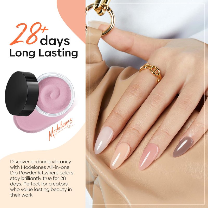 Modelones Dip Powder Nail Kit - 20 Vibrant Colors for DIY French Nail Art | Base & Top Liquid Set