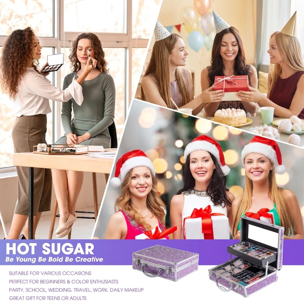 Ultimate All-in-One Makeup Kit for Teen Girls | 52 Shades & Accessories - Perfect Gift Set (Purple Love)