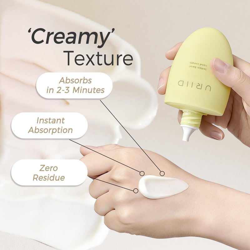 URIID Lemon Basil Hand Cream, Shea Butter & Botanic Extracts, Ultra Nourishing & Moisturizing Scented Hand Cream - 1.76 Oz