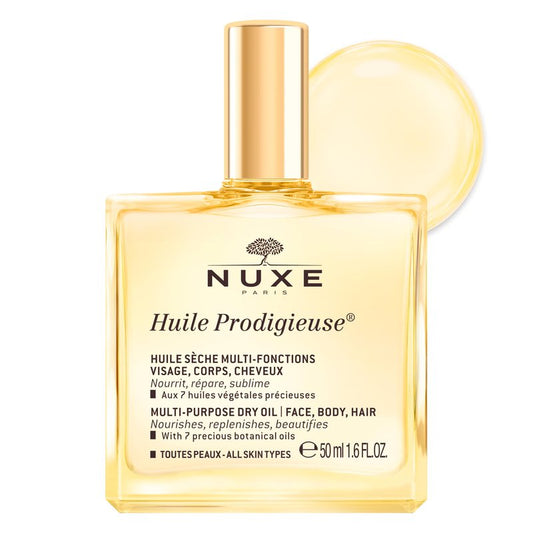 NUXE Huile Prodigieuse Multi-Purpose Dry Oil with 7 Botanical Oils for Radiant Glow and Hydration for Face, Body & Hair, 1.6 Fl Oz