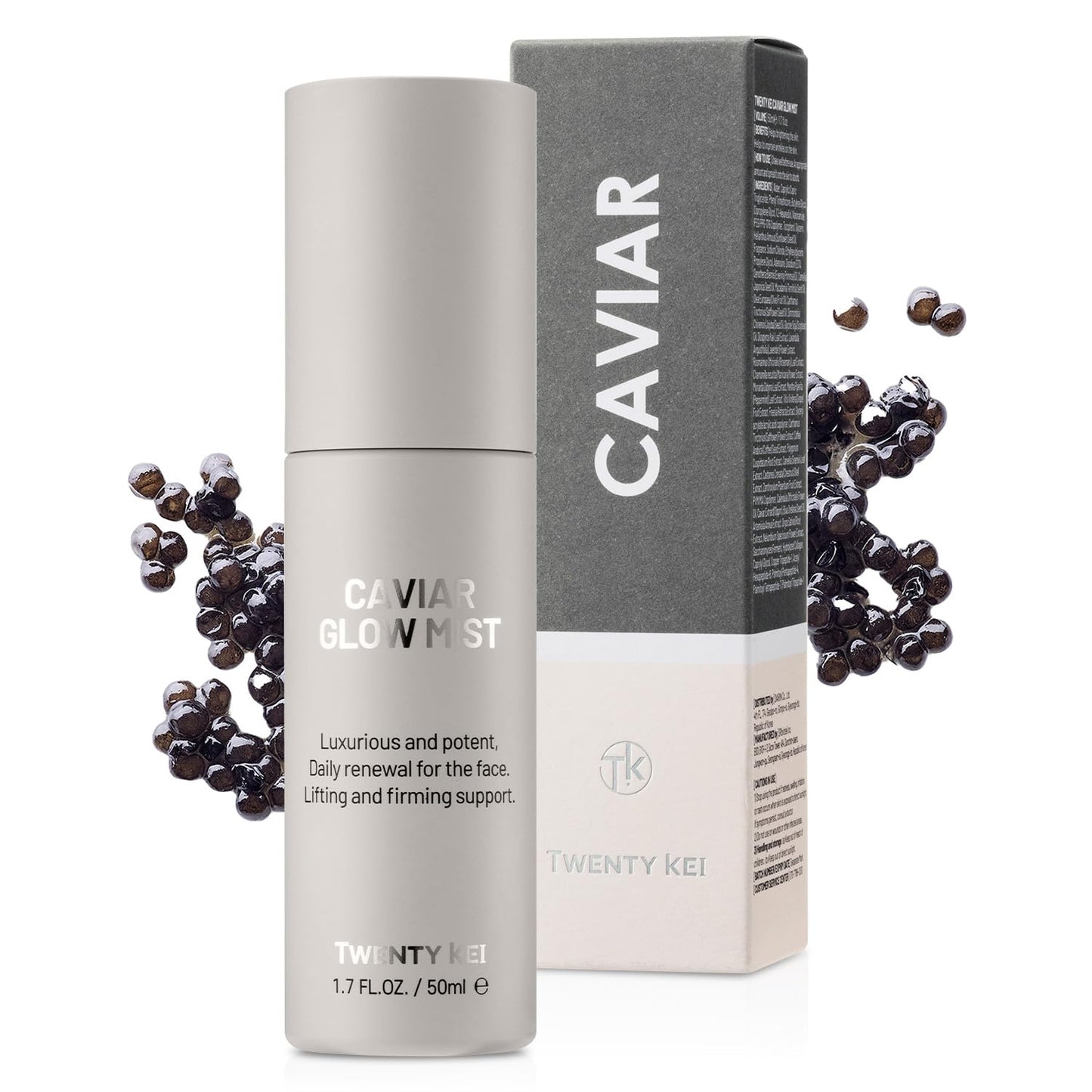 TWENTY KEI Caviar Glow Mist, Korean Hydrating Facial Spray with Caviar Extract & 10 Natural Oils, Dual Layer Face Mist for Dry, Dull-Looking Skin, Daily Glow Mist, 3.38 Fl Oz