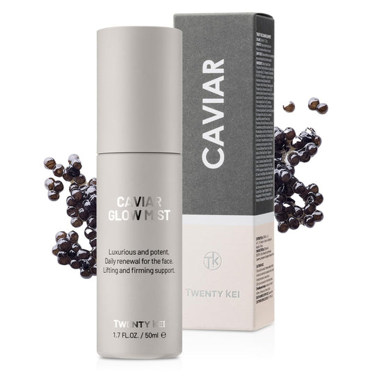 TWENTY KEI Caviar Glow Mist, Korean Hydrating Facial Spray with Caviar Extract & 10 Natural Oils, Dual Layer Face Mist for Dry, Dull-Looking Skin, Daily Glow Mist, 3.38 Fl Oz
