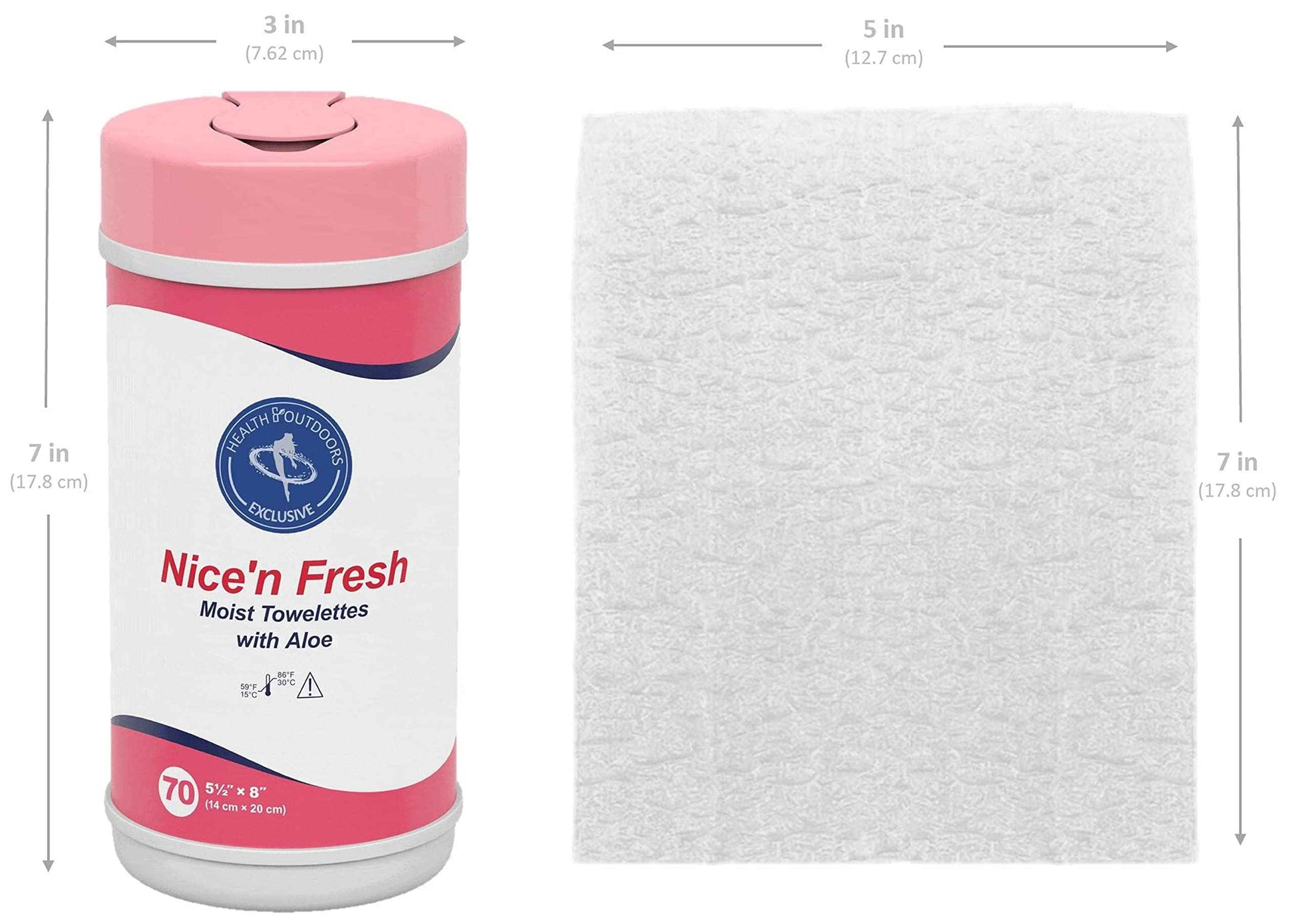 HAO Nice 'n Fresh Moist Towelettes Refreshing Skin Cleansing Wipes With Aloe and Lanolin (70 Count) Travel Tub