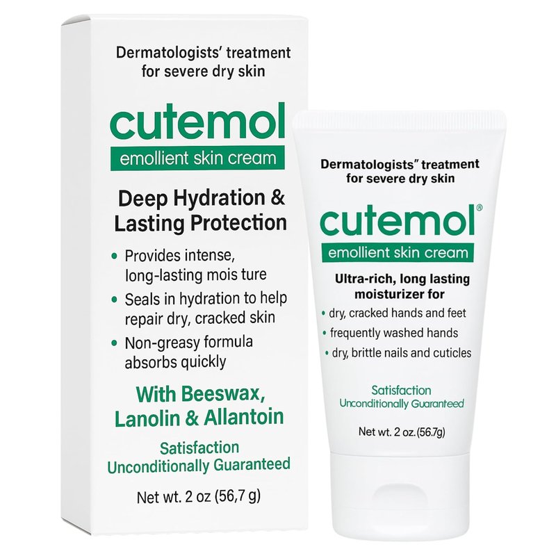 Cutemol Emollient Moisturizing Cream - Intensive Hydration for Dry, Damaged Skin | 2 oz Balm for Eczema & Psoriasis