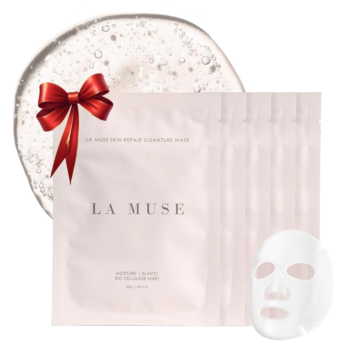 LA MUSE Biocellulose Face Mask - Deep Hydrating & Firming Skin Repair | 5 Pack | Cooling & Soothing Care