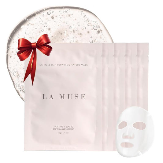 LA MUSE Biocellulose Face Mask - Deep Hydrating & Firming Skin Repair | 5 Pack | Cooling & Soothing Care