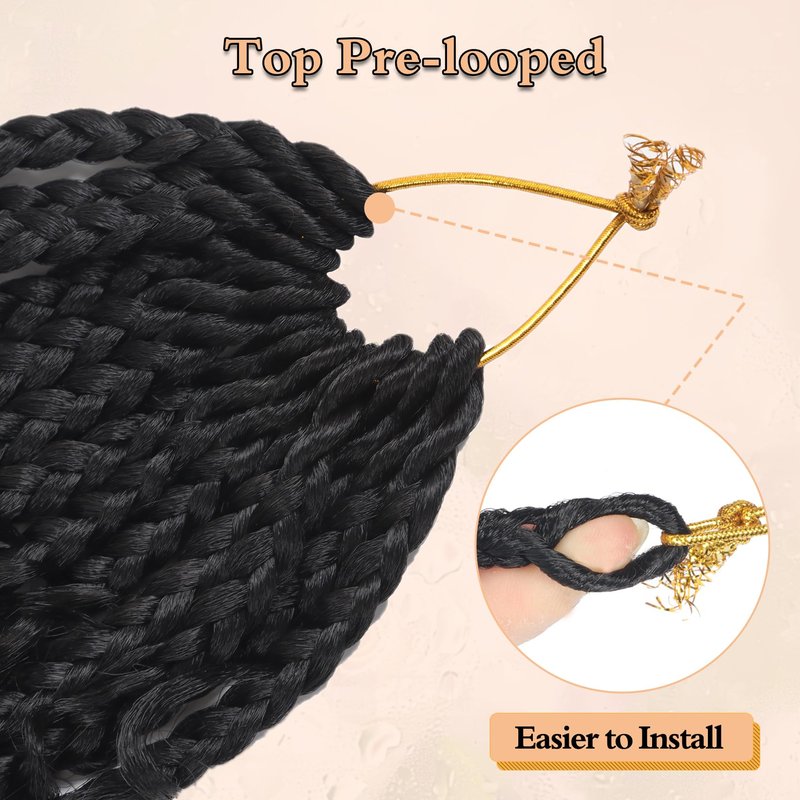 24 Inch Boho Braids Crochet Hair Pre Looped Bohemian Crochet Box Braids with Curly Ends, 8 Packs Goddess Box Crochet Braids for Black Women Long 3X Boho Crochet Braids Synthetic Braiding Hair 1B