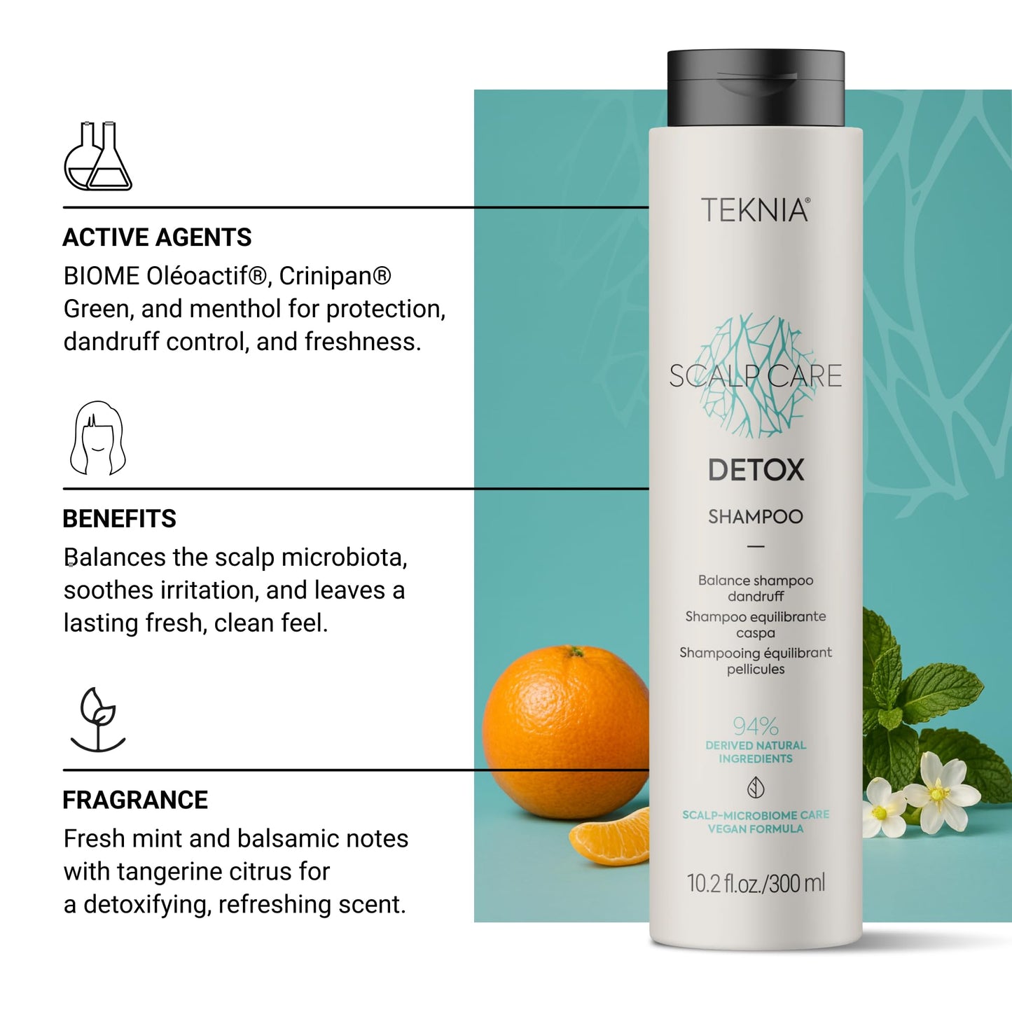 Lakmé Teknia Scalp Care Detox Balance Detoxifying Shampoo, Anti Dandruff Shampoo & Scalp Detox, 10.2 Fl Oz