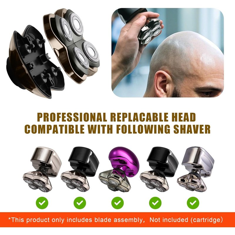 Shaver PRO 4 Head Replacement Blade - Compatible with Skull Pitbull & Butterfly Kiss Pro | Electric Bald Head Shaver Blades (2 Pcs)