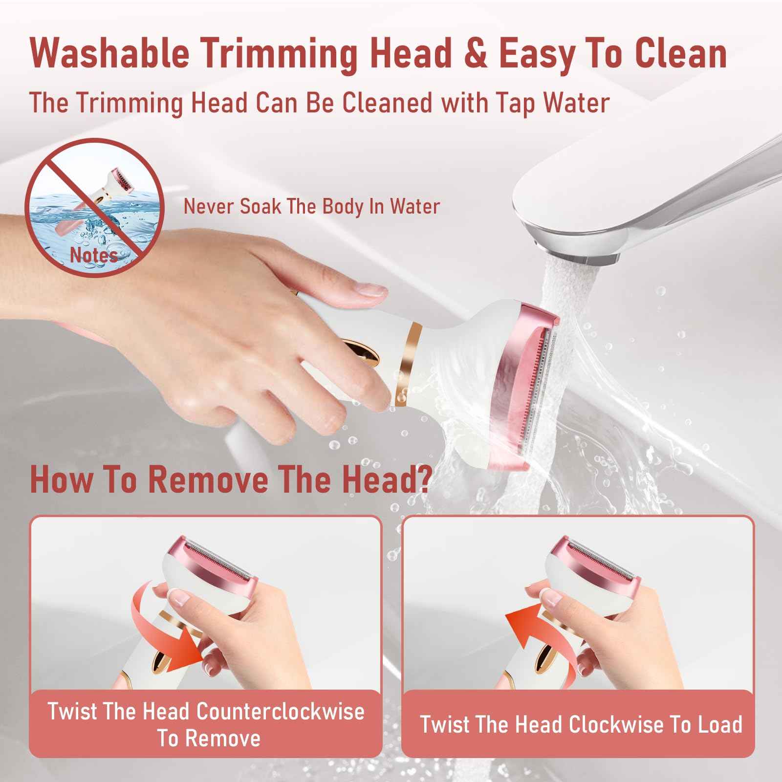 Women Electric Razors Shavers, Lady Bikini Trimmer 4 in 1 Electric Shaver Razor for Women Waterproof Wet/Dry Face Razors for Nose Eyebrow Arms Underarm Legs Pubic Area Painless Facial Hair Removal