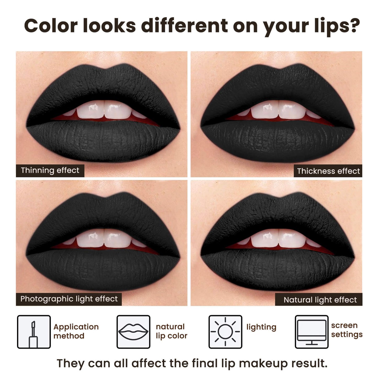 ilembane Matte Superstay Dark Black Liquid Lipstick, Pure Black, High Impact Color, Up to 16H Wear, Transfer-Proof Smudge Proof & Waterproof for Goth, Cosplay, Halloween, 0.17 Fl Oz (Mystical Moment)