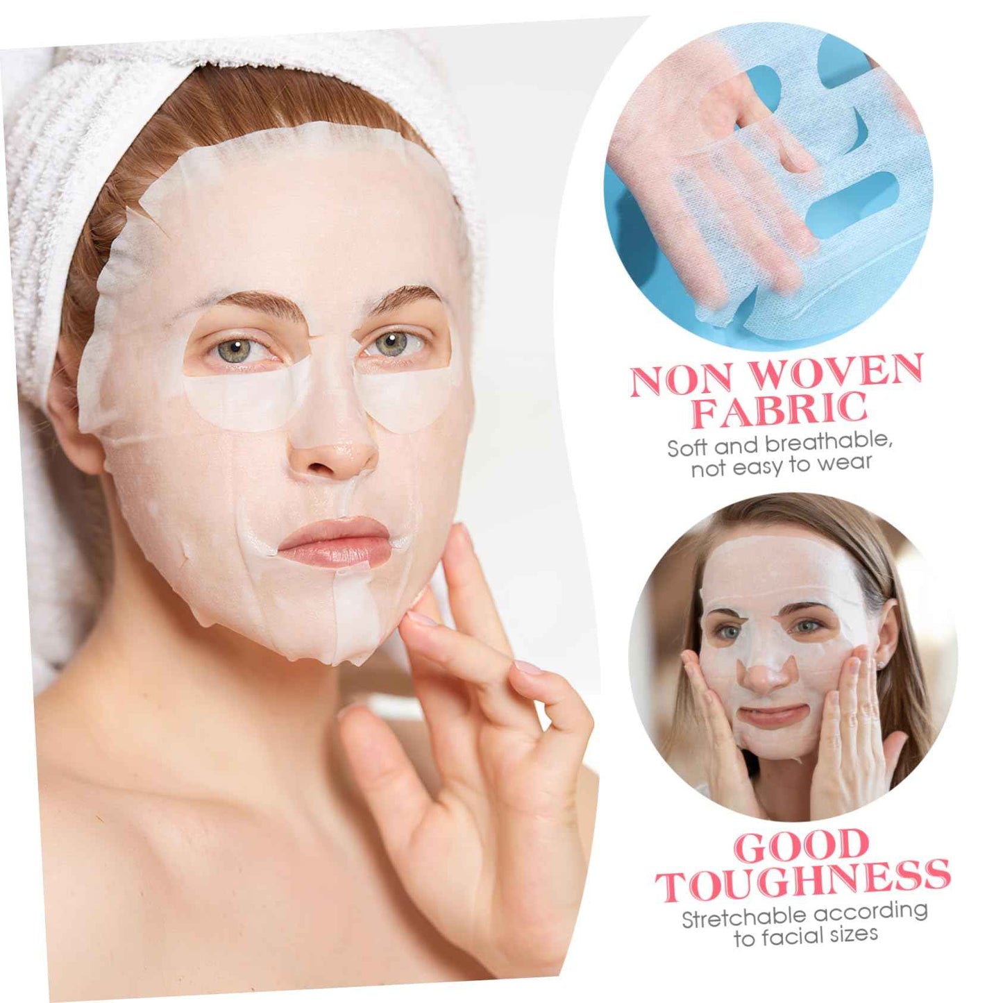 FRCOLOR 100 Pcs Enlarged Cotton Facial Mask Sheets DIY Cosmetic Face Skin Care Mask