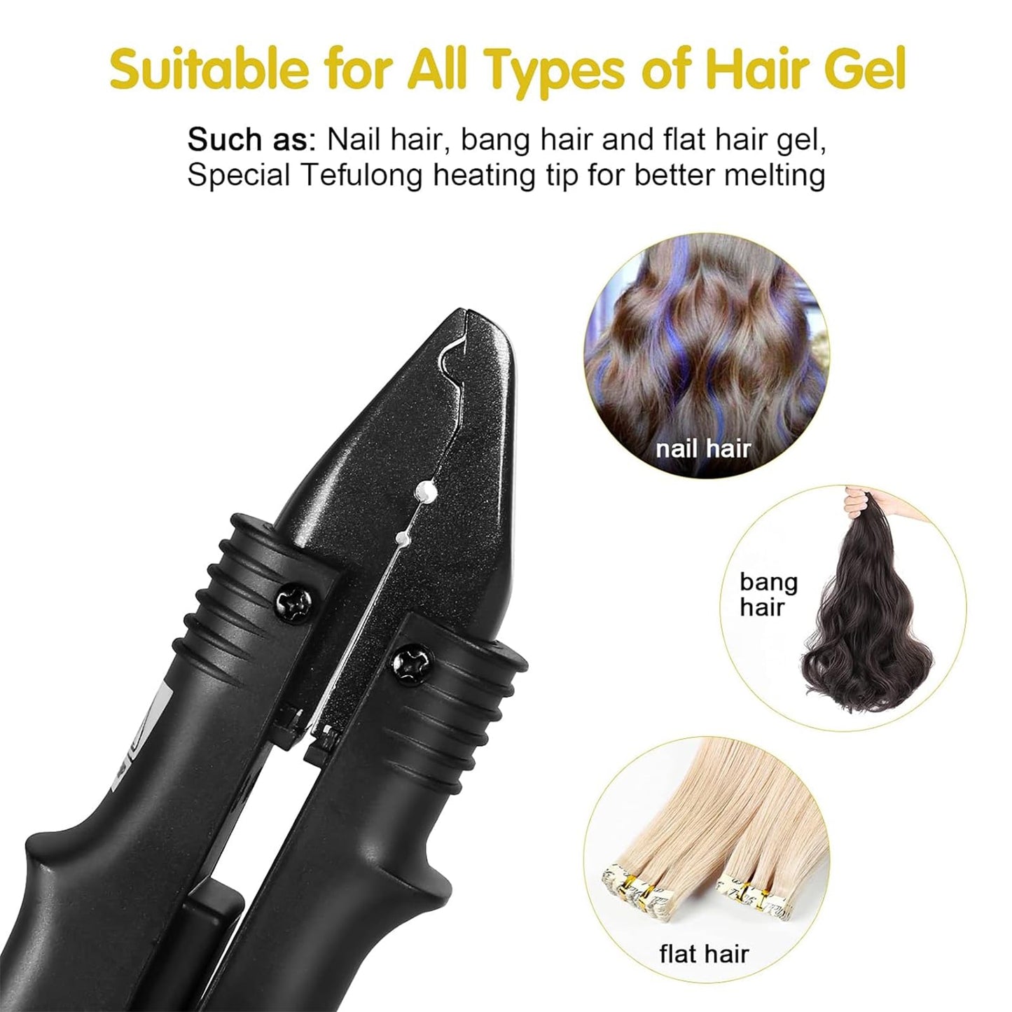 PAWACA Hair Extensions Tools, Professional K Tips Real Human Hair Fusion Machine, Fast Heat-Up Connector Wand Bonding Melting Iron(Black-Pro Adjustable Temperature)