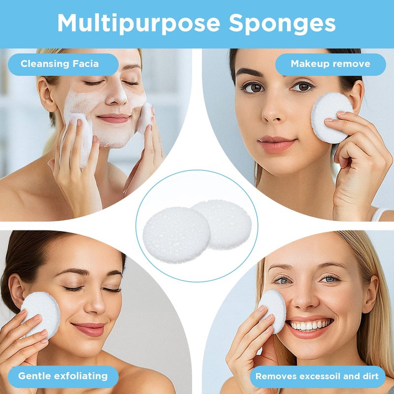 300 Count Compressed Facial Sponges Disposable Exfoliating Pads Face Cleansing Sponges Professional Cosmetic Makeup Spa Spong for Facial Cleansing, Exfoliating, Makeup Removal