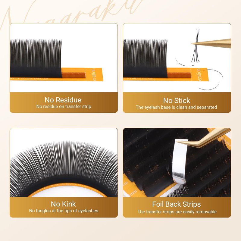 NAGARAKU Double Tips Ellipse Eyelash Extensions Lighter Thinner Split Tips Flat False Lashes 5 Trays in 1 Pack 0.20 C curl 11/12/13/14/15mm Soft Faux Mink Individual False Lash 16 Rows