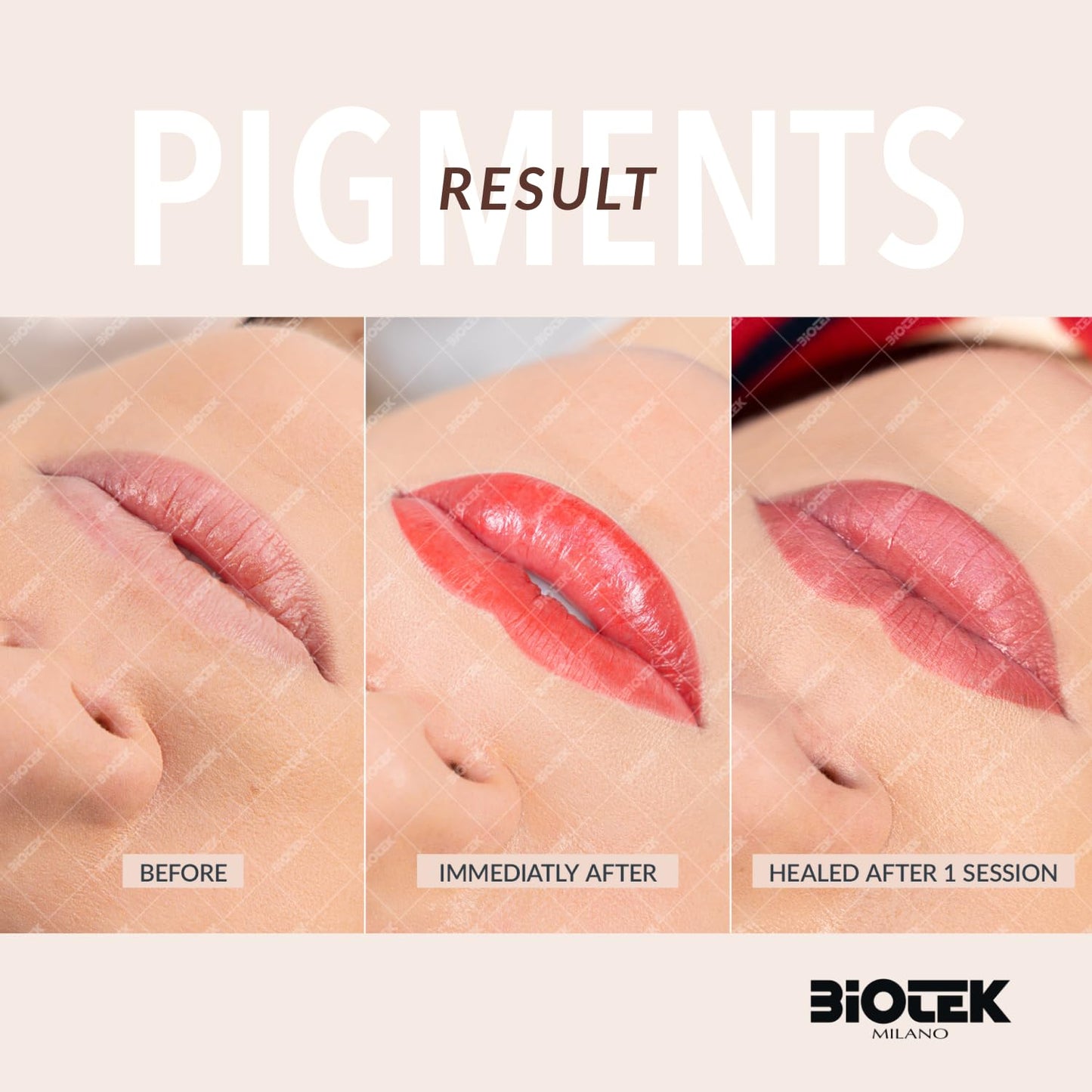 Biotek Lip Pigment for Permanent Makeup - Light Brown Color for Lip - Made in Italy - Romantic 0,61 fl.oz.