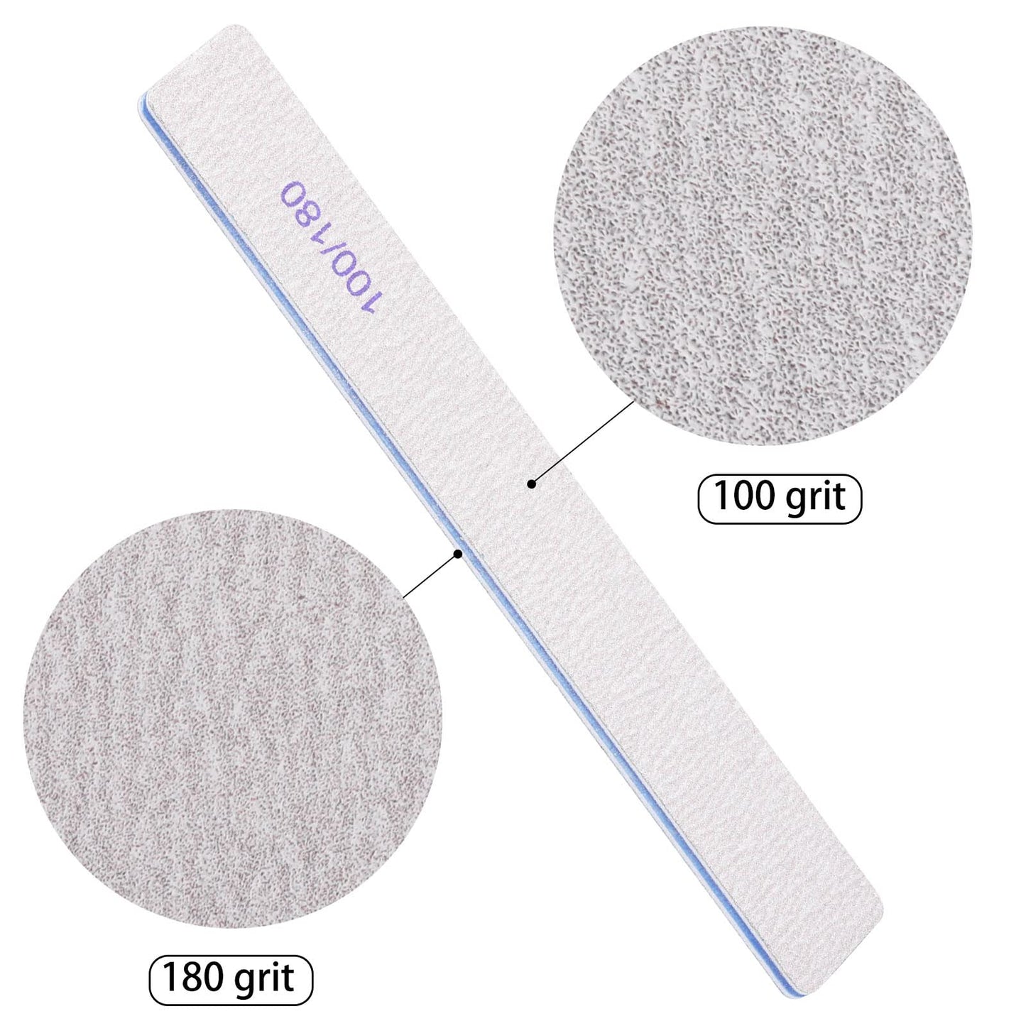 100 Pcs Black Nail Files 100/180 Grit Professional Double Sided Emery Boards Coarse and Medium Grit Rectangle Buffering File for Acrylic Nails